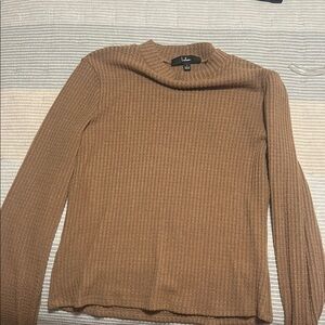 Lulu's Brown Cowl Neck Ribbed Sweater